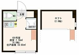 ハーモニーテラス菊川 ワンルームの間取図画像