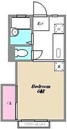 シャトルK2 2階ワンルームの間取り