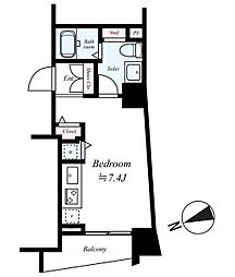ドルチェ東京府中・弐番館 2階ワンルームの間取り