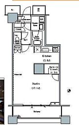 ザ・東京タワーズミッドタワー 18階1Kの間取り
