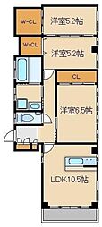 カーサフレール 3階3LDKの間取り
