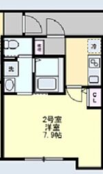 ベイルーム相模原氷川町 1Kの間取図画像