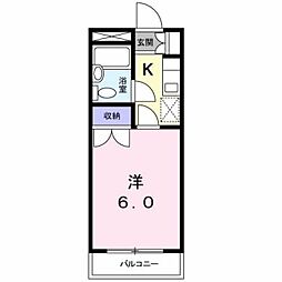 レジデンスクレイン 3階1Kの間取り