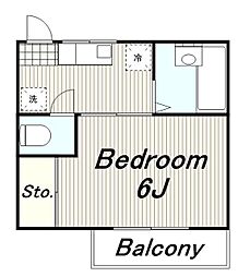 メゾンドール 2階1Kの間取り