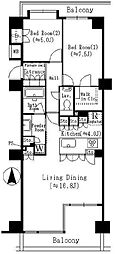 パークサイドウイングス 2LDKの間取図画像