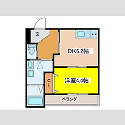 堺市堺区一条通アパート 1DKの間取図画像