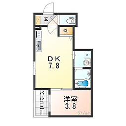 近鉄大阪線 弥刀駅 徒歩14分の賃貸アパート 3階1DKの間取り
