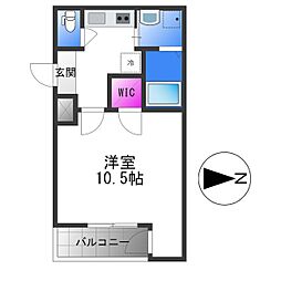 フジパレス今川East 1Kの間取図画像