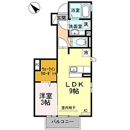 メルヴィーユ 1LDKの間取図画像