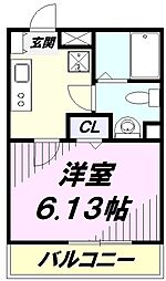 ラカーサフェリーチェ 1Kの間取図画像