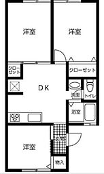 クレスト南越谷 3DKの間取図画像