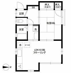 スリージエ中野 1階1LDKの間取り