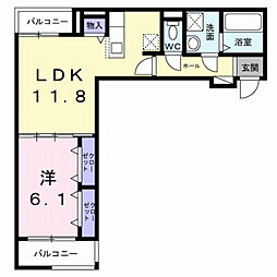 ウィンフィールド博多南 1LDKの間取図画像