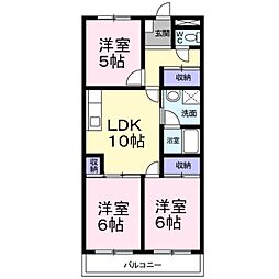 サウスタウンF 3LDKの間取図画像