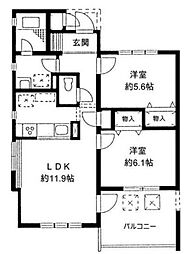 シダークレストあざみ野 2LDKの間取図画像