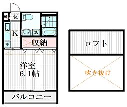 エステービル 2階ワンルームの間取り