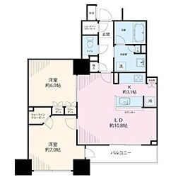 ライオンズ四谷タワーゲート 2LDKの間取図画像