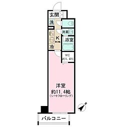 ファインクレスト健和 1Kの間取図画像