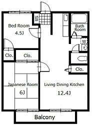 ファミール田倉 2階2LDKの間取り