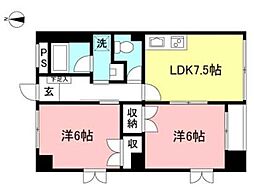S.S.K桜丘 2DKの間取図画像