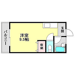 コーポMiki1南棟 ワンルームの間取図画像