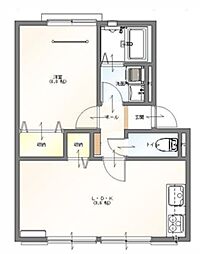 上砂グリーンハイツ 1階1LDKの間取り