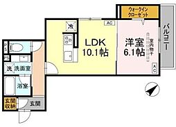 D'Bless中野島 1LDKの間取図画像