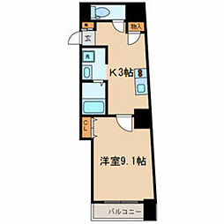 ボナール縁 1Kの間取図画像