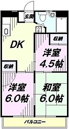 二宮ハイツ 2階3DKの間取り