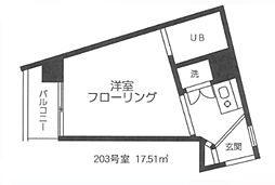 ヒサキハイツ高津 ワンルームの間取図画像