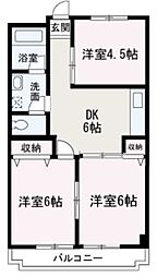 並木グリーンハイツ 2階3DKの間取り