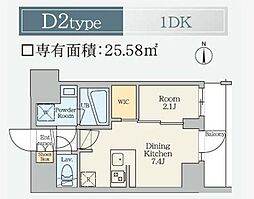 クレストコート東日暮里 1DKの間取図画像