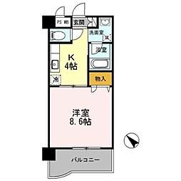 ルネス・カリヨン 1Kの間取図画像