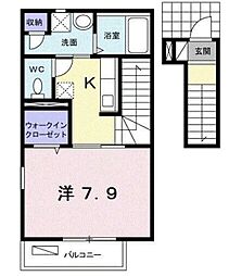 メゾン グラース 2階1Kの間取り