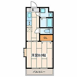 クラージュ 1Kの間取図画像