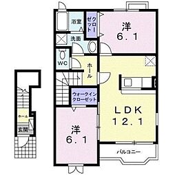 クラロポルタ 2階2LDKの間取り