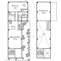 上野桜木の立体長屋Ａ棟 1SLDKの間取り