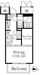 ＫＯＥＮＪＩ Ｃｒｏｓｓｏｖｅｒ 3階1DKの間取り
