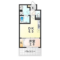 JR阪和線 堺市駅 徒歩3分の賃貸マンション 5階1DKの間取り