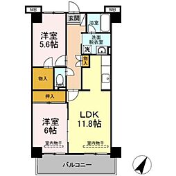 ワイズエメリール-U 2LDKの間取図画像