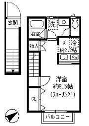 グリーンコート小石川 2階1Kの間取り