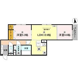 D-ROOM Sagarimatsu 2階2LDKの間取り