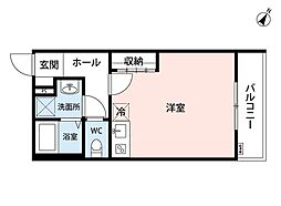 ヒルズ豊田 3階ワンルームの間取り