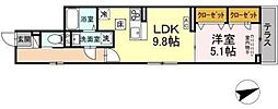 D-ROOM八幡町 1階1LDKの間取り