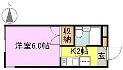 メゾンドセリシア ワンルームの間取図画像