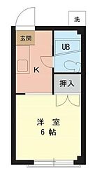 コーポヴェルデ 1階1Kの間取り