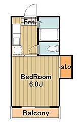 多摩都市モノレール 大塚・帝京大学駅 徒歩8分の賃貸アパート 2階1Kの間取り