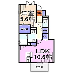 ルピナス壱番館 1LDKの間取図画像