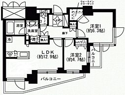 アリビオーレ神楽坂 18階2LDKの間取り