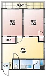 吉原マンション 2DKの間取図画像